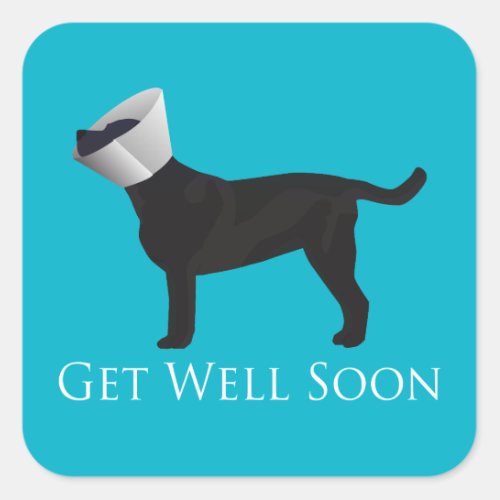 Black Lab Get Well Soon Design Square Sticker