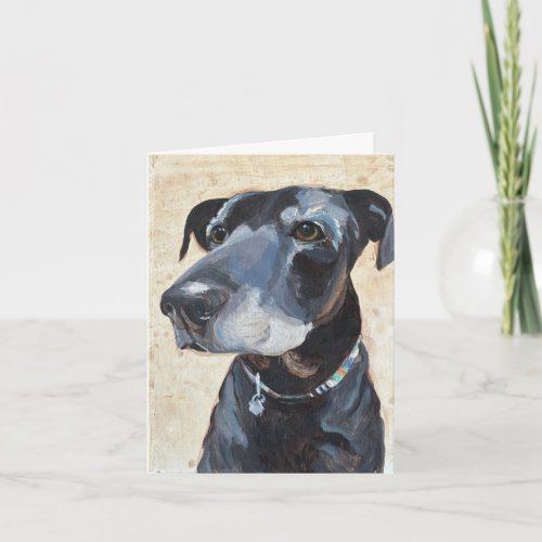 Black Lab Hand_Painted on Canvas Note Card