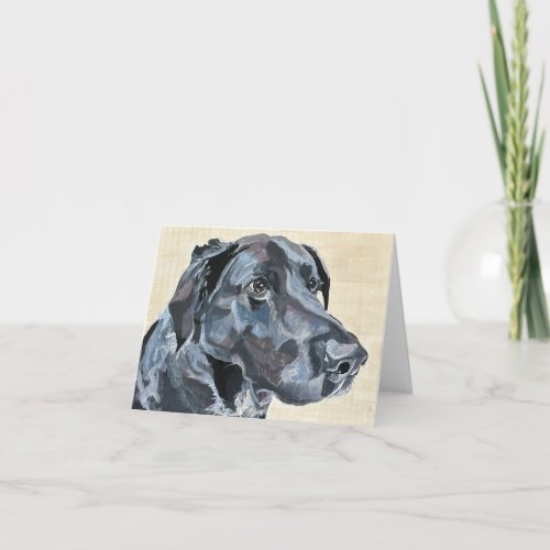 Black Lab Hand_Painted on Canvas Note Card