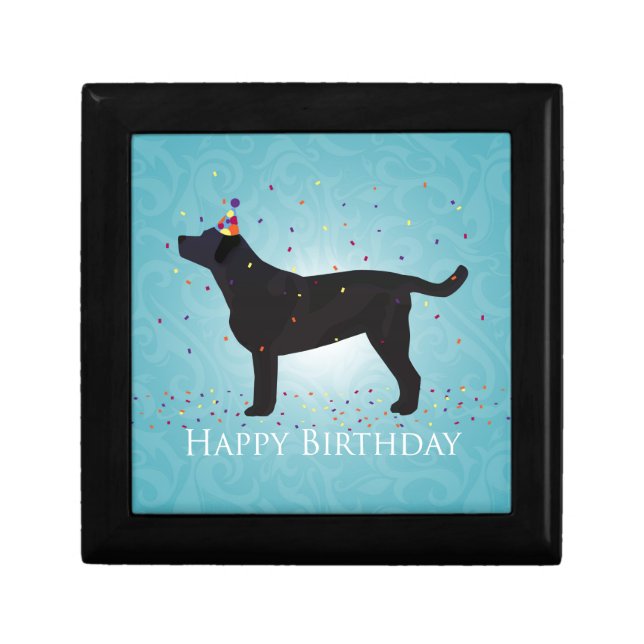 Black Lab Happy Birthday Design Keepsake Box (Front)