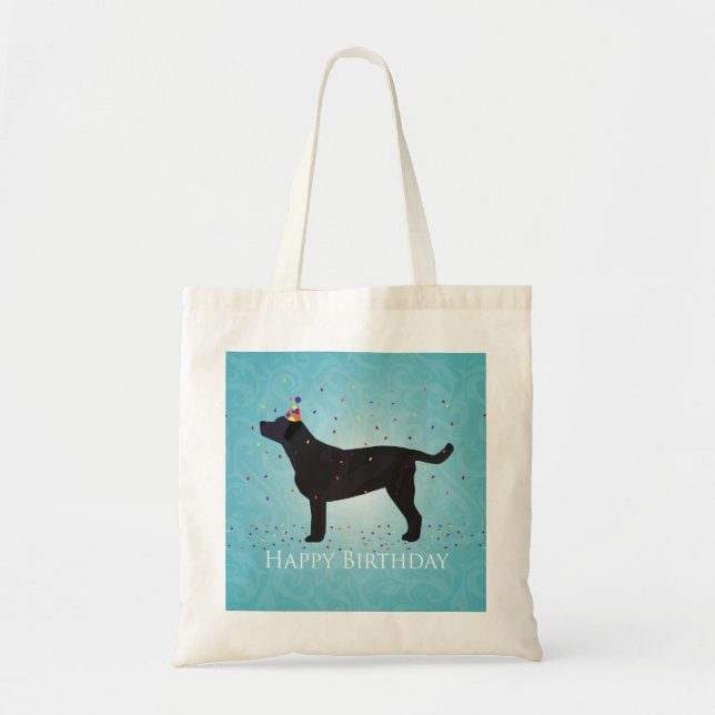 Black Lab Happy Birthday Design Tote Bag (Front)