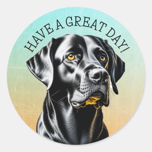 Black Lab  Have a Great Day Classic Round Sticker
