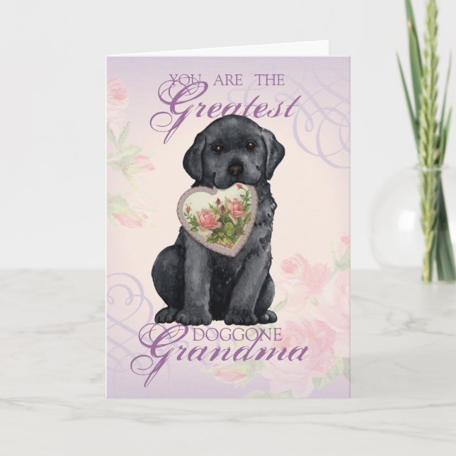 Black Lab Heart Grandma Card (Front)