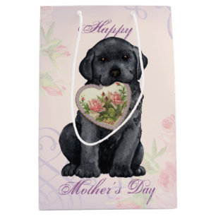 Black Lab Heart Mom Medium Gift Bag