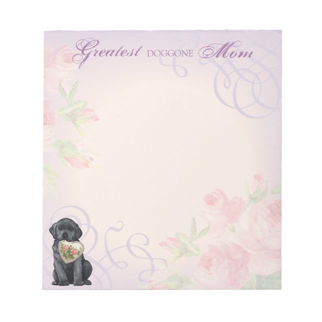 Black Lab Heart Mom Notepad (Front)