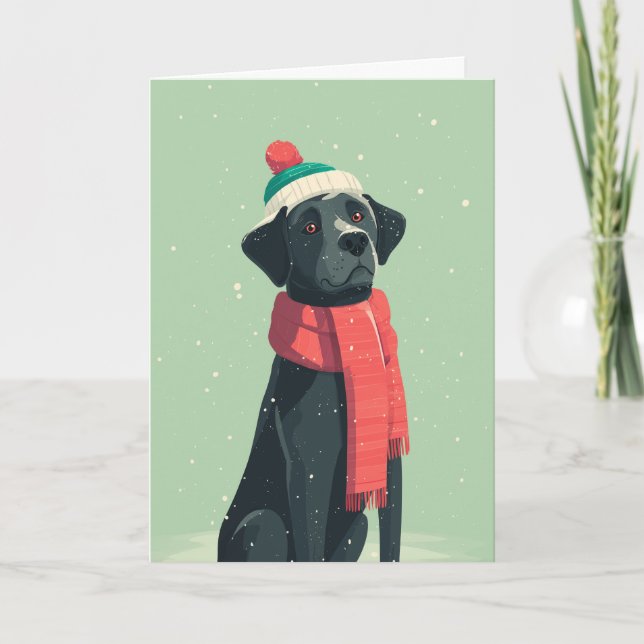 Black Lab Holiday Greeting Card (Front)