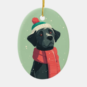 Black Lab Holiday Keepsake Ceramic Ornament