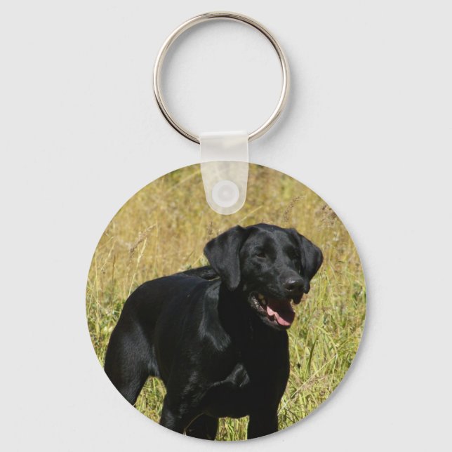 Black Lab in Field Keychain (Front)