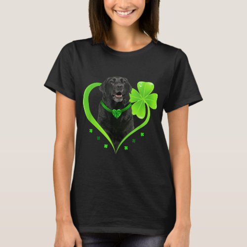 Black Lab In Shamrock Heart St Patricks Day Gift D T_Shirt