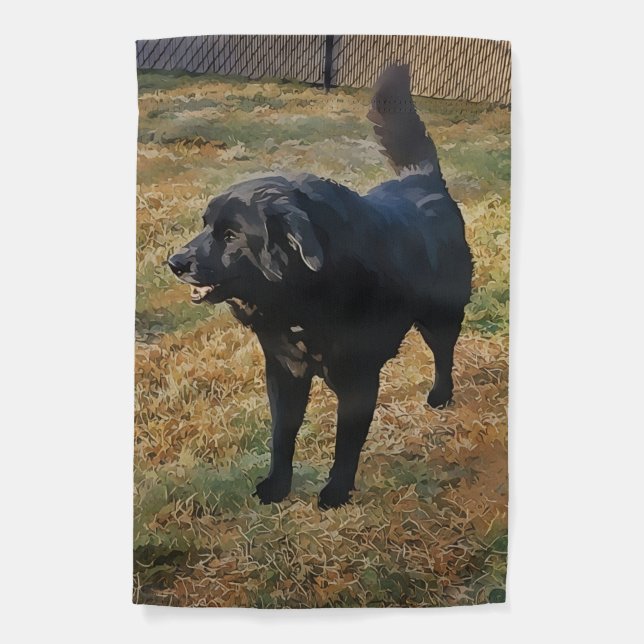 Black Lab In The Fall Sun Garden Flag (Front)