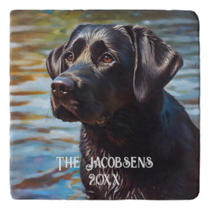 Black Lab In Water Trivet