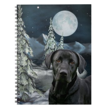 Black Lab In Winter Notebook by deemac2 at Zazzle