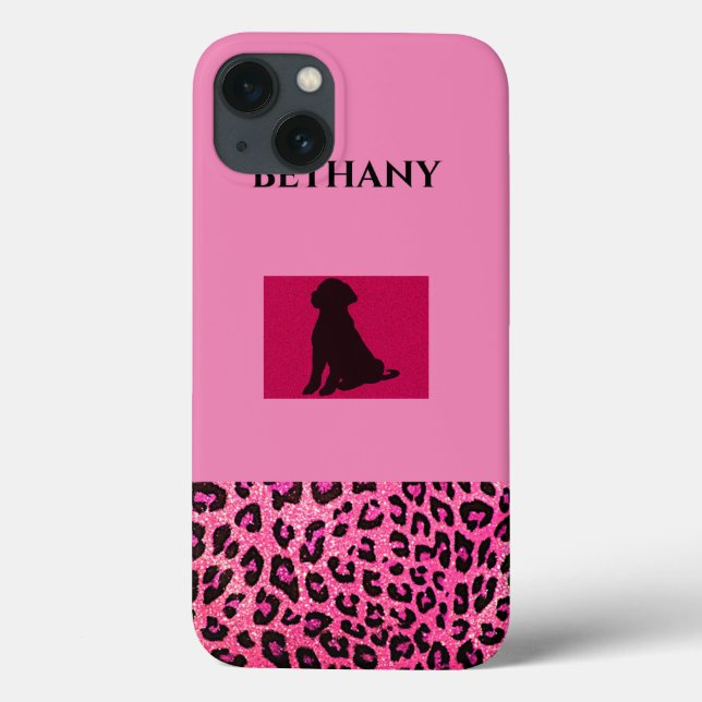 Black Lab iPhone/iPad case with personalized name. (Back)