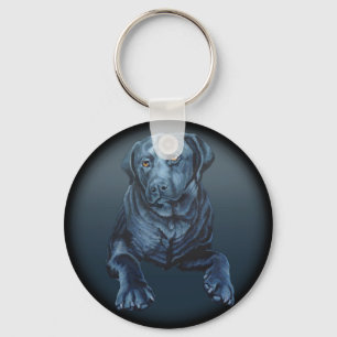Black Lab Keychain Blue Dog Art Gifts