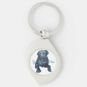 Black Lab Keychain Blue Dog Personalized Keychain