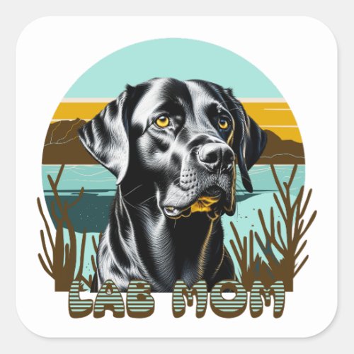 Black Lab  Lab Mom Dog Personalized Square Sticker