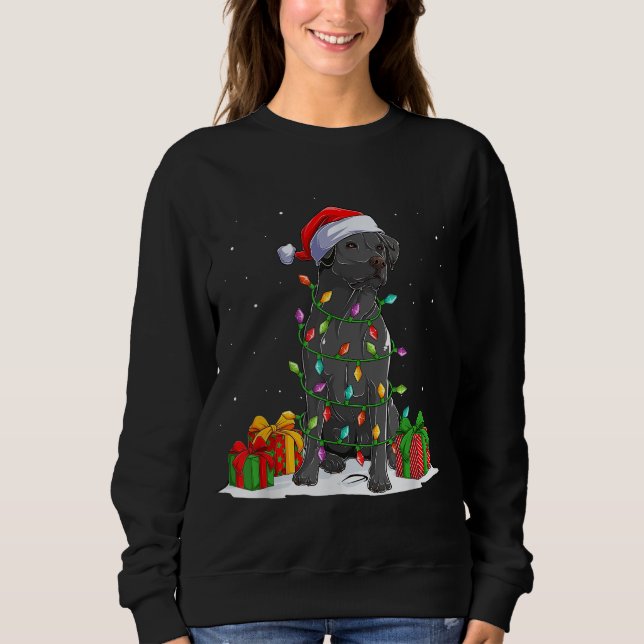 Black Lab Labrador Christmas Lights Pajama Dog Lov Sweatshirt (Front)