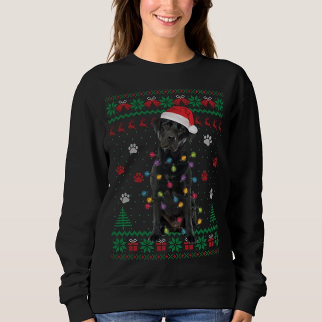Black Lab Labrador Christmas Lights Santa Dog Love Sweatshirt (Front)