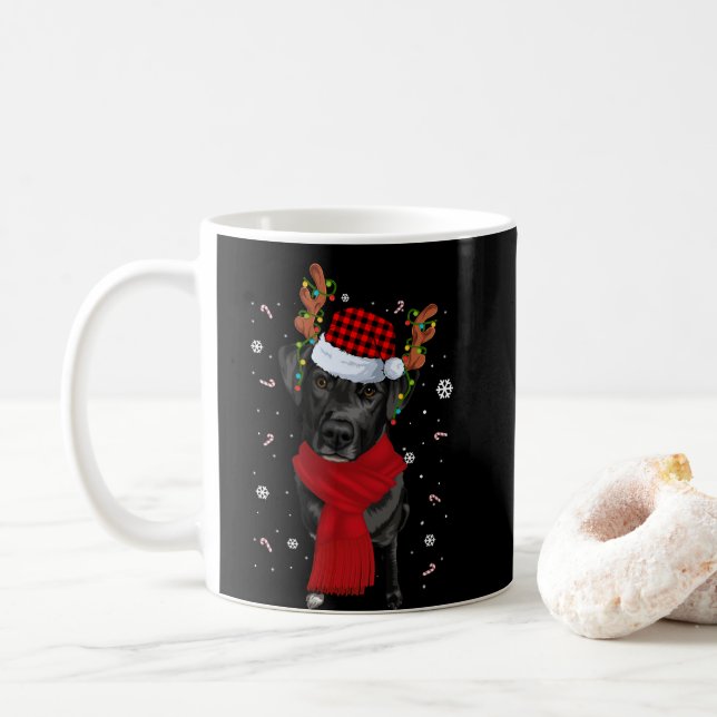 Black Lab Labrador Christmas Tree Light Pajama Coffee Mug (With Donut)
