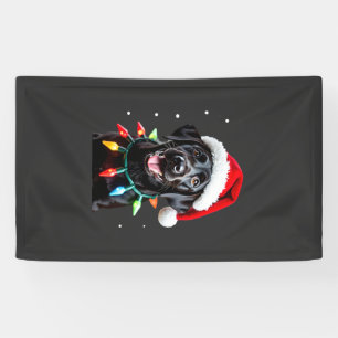 Black Lab Labrador Christmas Tree Light Pajama Dog Banner