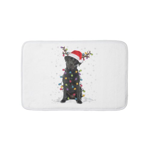 Black Lab Labrador Christmas Tree Light Pajama Dog Bath Mat