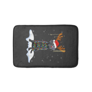Black Lab Labrador Christmas Tree Light Pajama Dog Bath Mat
