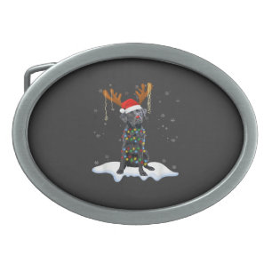 Black Lab Labrador Christmas Tree Light Pajama Dog Belt Buckle