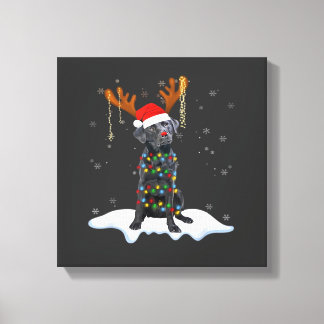 Black Lab Labrador Christmas Tree Light Pajama Dog Canvas Print