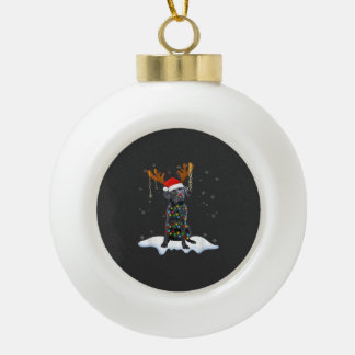 Black Lab Labrador Christmas Tree Light Pajama Dog Ceramic Ball Christmas Ornament
