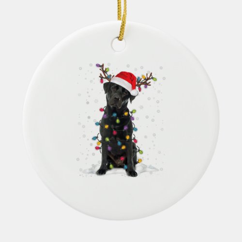 Black Lab Labrador Christmas Tree Light Pajama Dog Ceramic Ornament