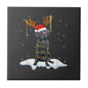 Black Lab Labrador Christmas Tree Light Pajama Dog Ceramic Tile