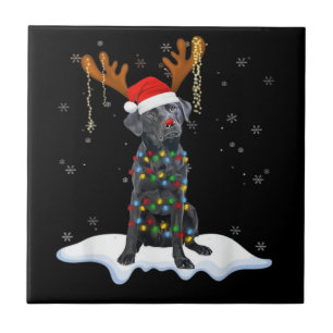 Black Lab Labrador Christmas Tree Light Pajama Dog Ceramic Tile
