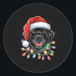 Black Lab Labrador Christmas Tree Light Pajama Dog Classic Round Sticker<br><div class="desc">Black Lab Labrador Christmas Tree Light Pajama Dog Xmas</div>