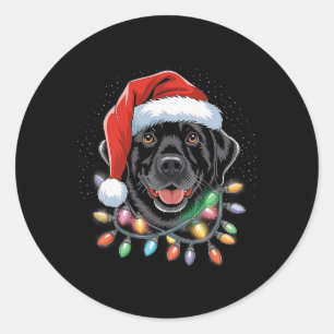 Black Lab Labrador Christmas Tree Light Pajama Dog Classic Round Sticker