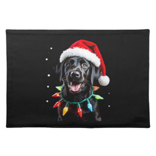 Black Lab Labrador Christmas Tree Light Pajama Dog Cloth Placemat