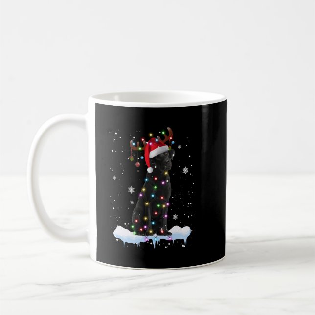 Black Lab Labrador Christmas Tree Light Pajama Dog Coffee Mug (Left)