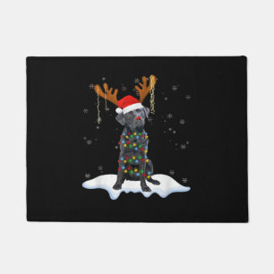 Black Lab Labrador Christmas Tree Light Pajama Dog Doormat