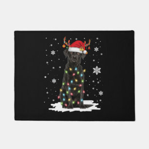 Black Lab Labrador Christmas Tree Light Pajama Dog Doormat