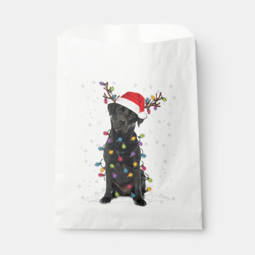 Black Lab Labrador Christmas Tree Light Pajama Dog Favor Bag
