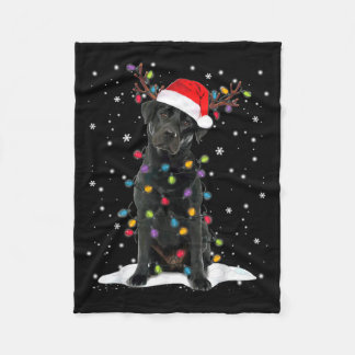 Black Lab Labrador Christmas Tree Light Pajama Dog Fleece Blanket