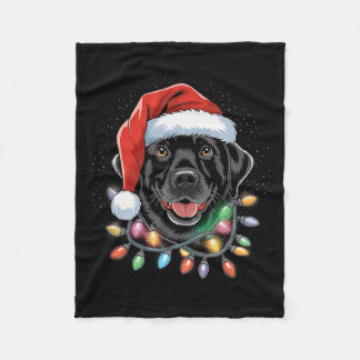Black Lab Labrador Christmas Tree Light Pajama Dog Fleece Blanket