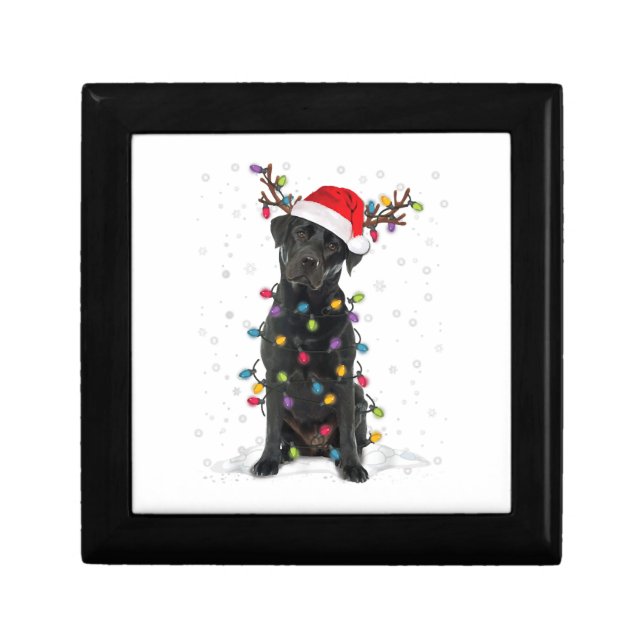 Black Lab Labrador Christmas Tree Light Pajama Dog Gift Box (Front)