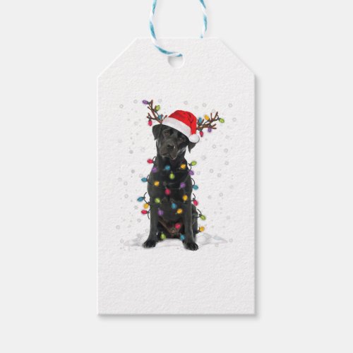 Black Lab Labrador Christmas Tree Light Pajama Dog Gift Tags