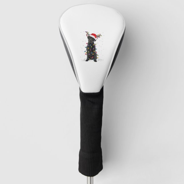 Black Lab Labrador Christmas Tree Light Pajama Dog Golf Head Cover (Front)