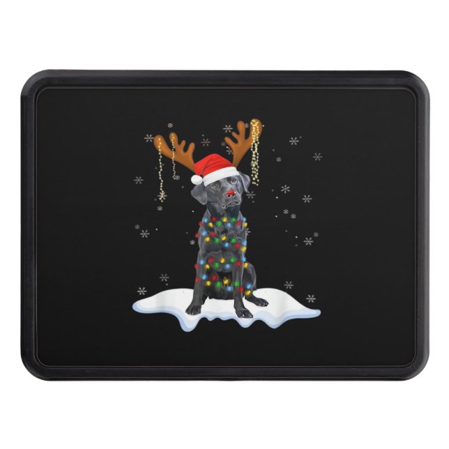 Black Lab Labrador Christmas Tree Light Pajama Dog Hitch Cover (Front)