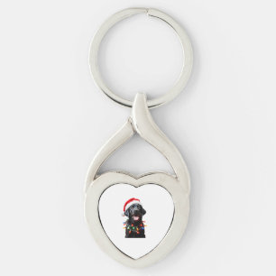 Black Lab Labrador Christmas Tree Light Pajama Dog Keychain