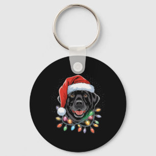 Black Lab Labrador Christmas Tree Light Pajama Dog Keychain