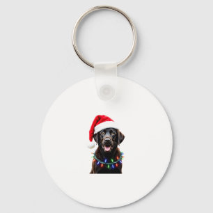 Black Lab Labrador Christmas Tree Light Pajama Dog Keychain