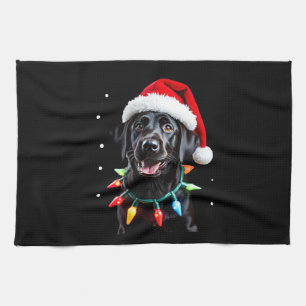 Black Lab Labrador Christmas Tree Light Pajama Dog Kitchen Towel