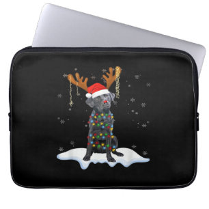 Black Lab Labrador Christmas Tree Light Pajama Dog Laptop Sleeve